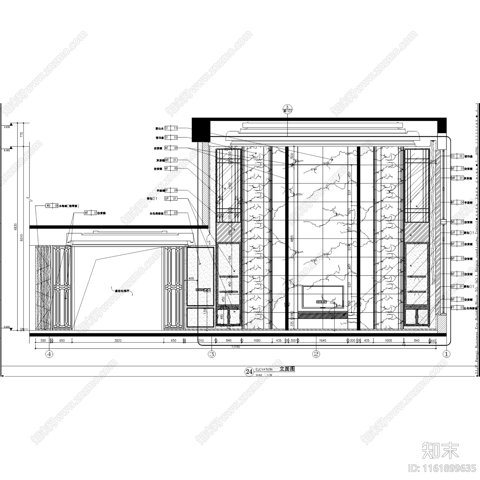 轻奢新中式北京恒大丽宫三层别墅室内家装cad施工图下载【ID:1161899635】