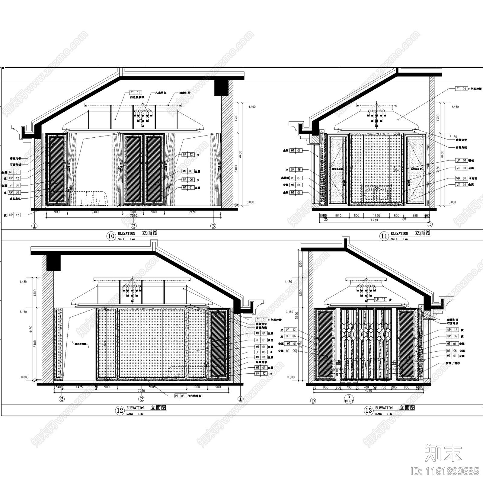 轻奢新中式北京恒大丽宫三层别墅室内家装cad施工图下载【ID:1161899635】