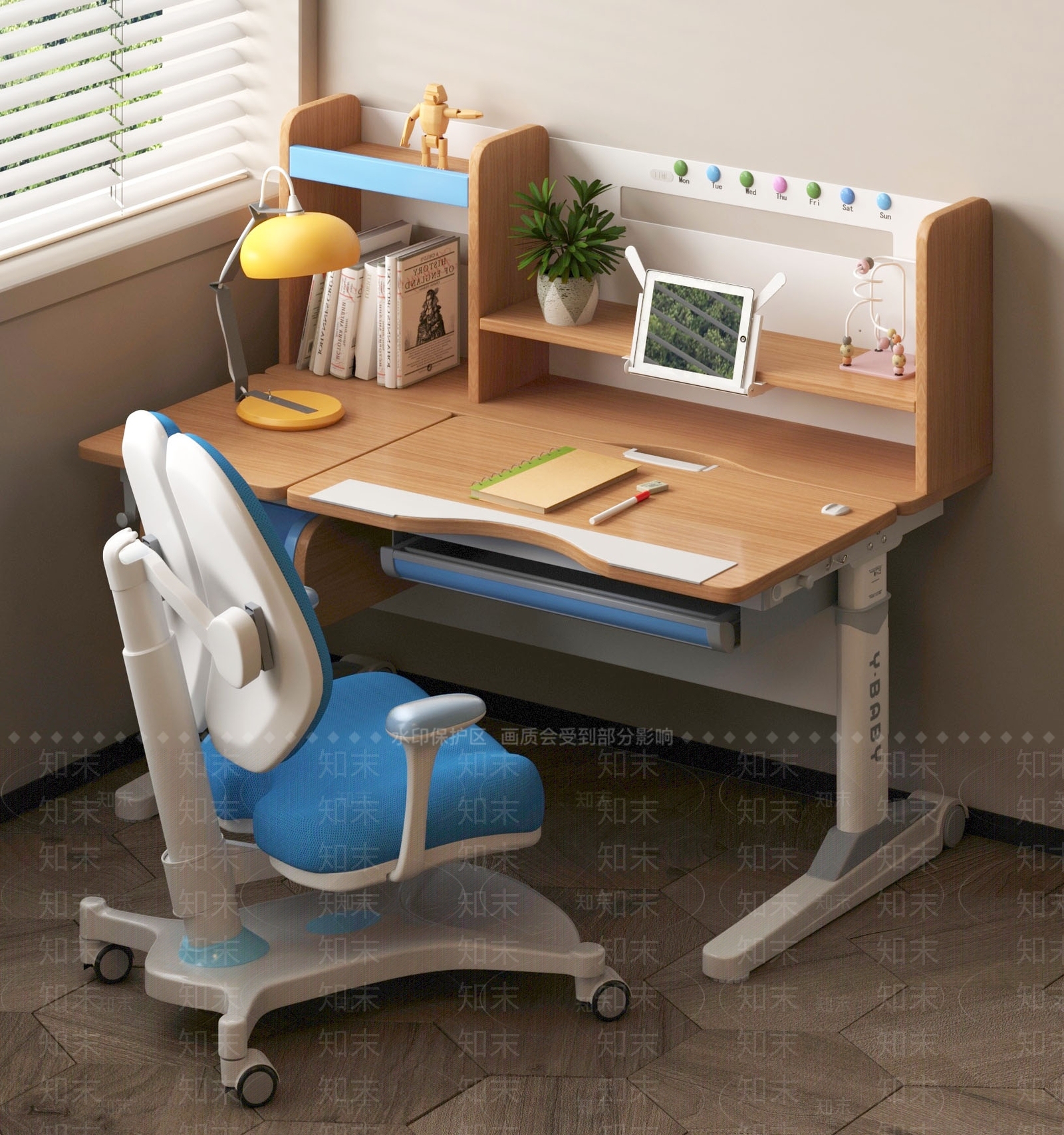 现代儿童书桌椅子SU模型下载【ID:1161901502】