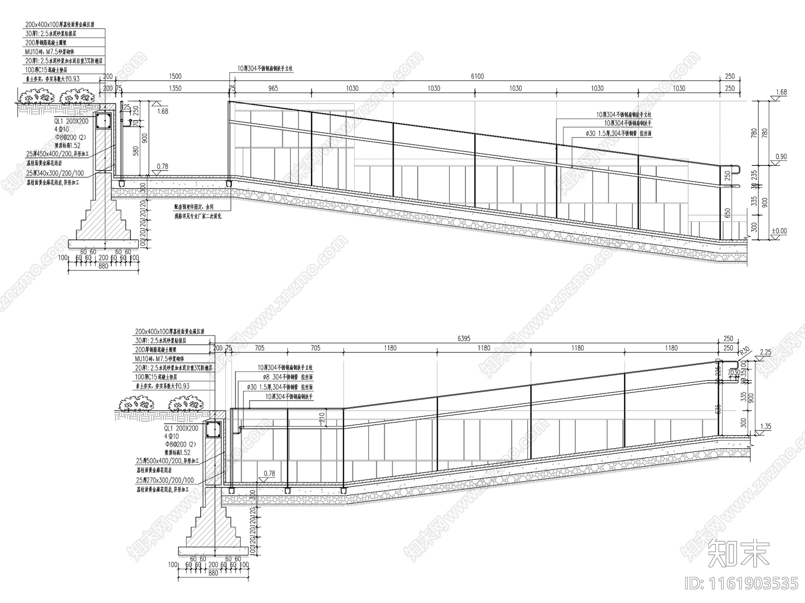现代L型单坡式无障碍通道详图施工图下载【ID:1161903535】