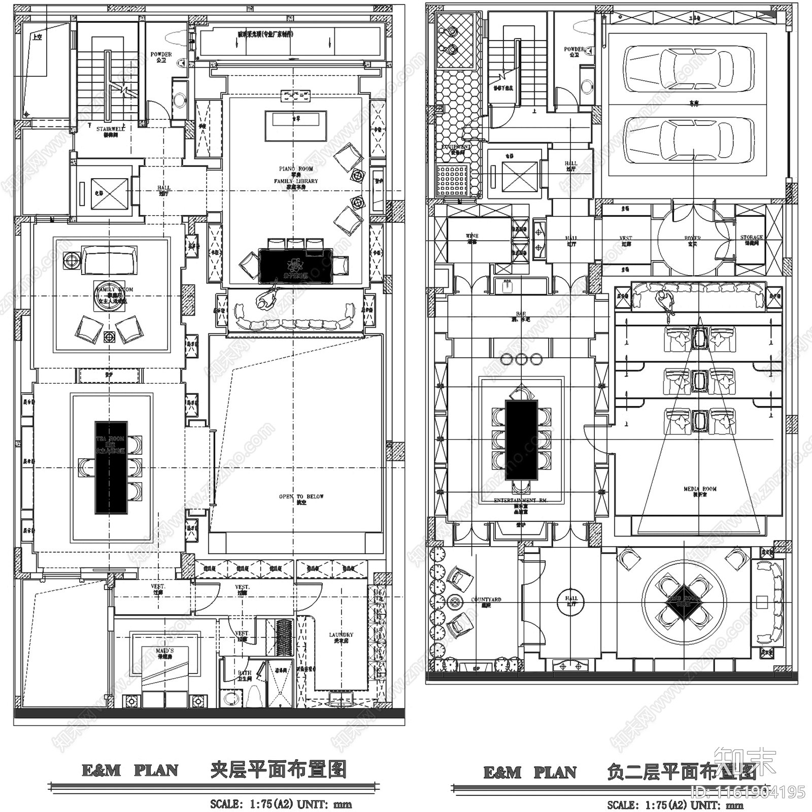 美式新中式成都绿城文儒德二层别墅室内家装cad施工图下载【ID:1161904195】