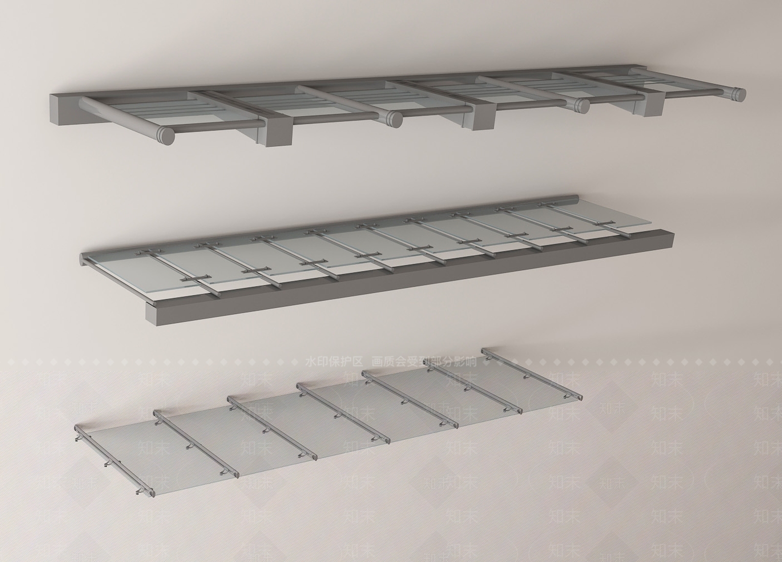 现代玻璃钢遮雨棚3D模型下载【ID:1161906037】