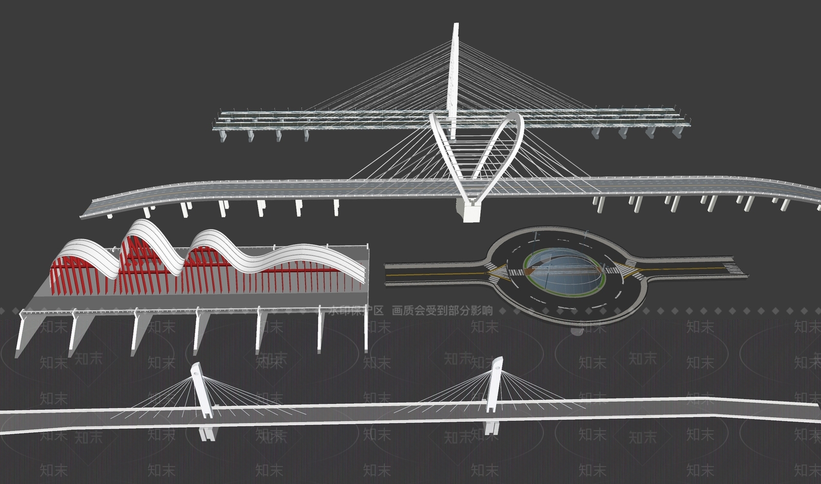 现代大桥SU模型下载【ID:1161907173】