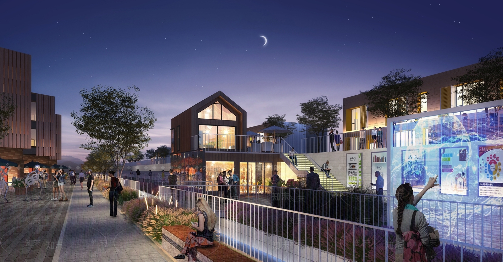 现代商业景观商业街3D模型下载【ID:1161909843】