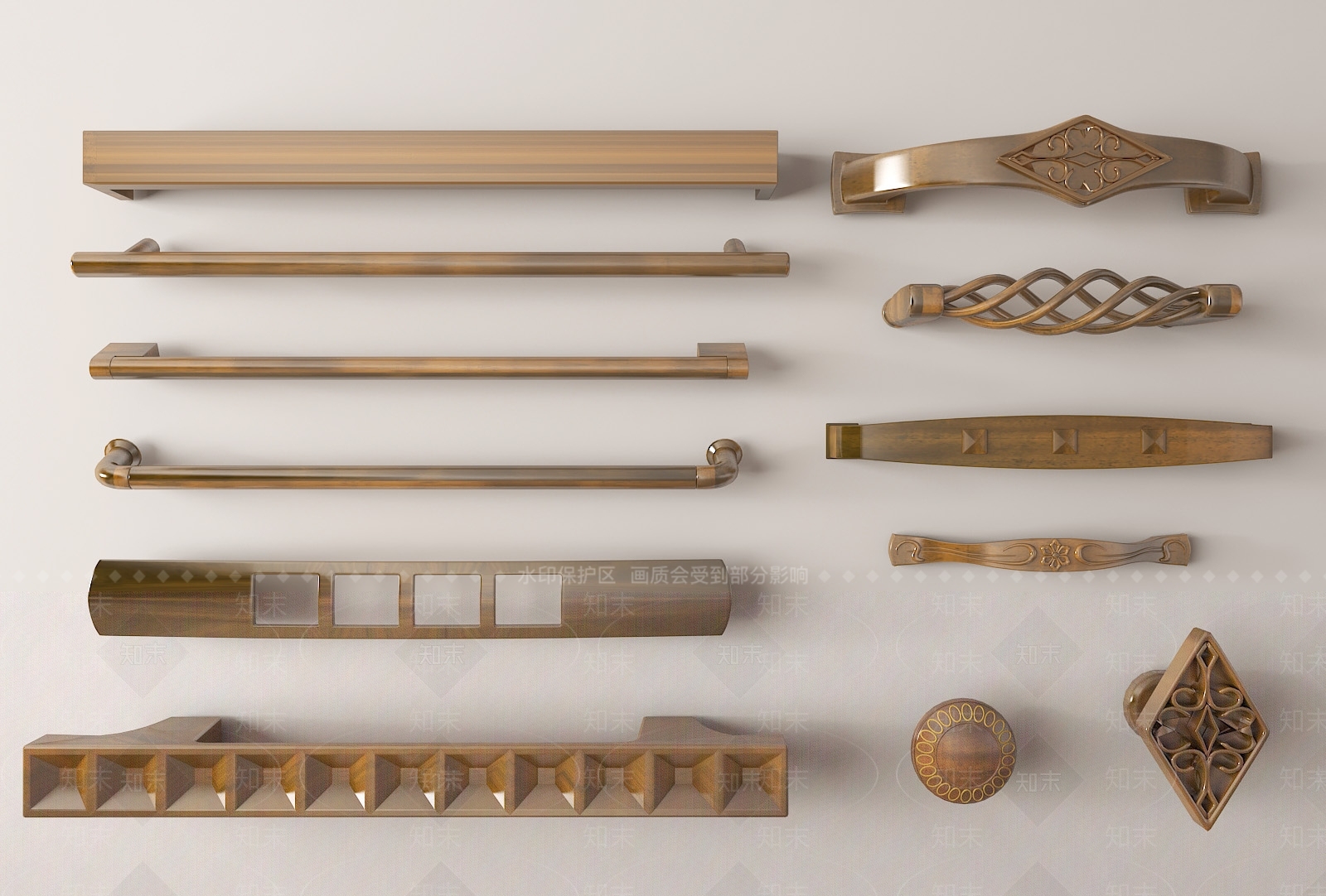 现代复古门把手SU模型下载【ID:1161910444】