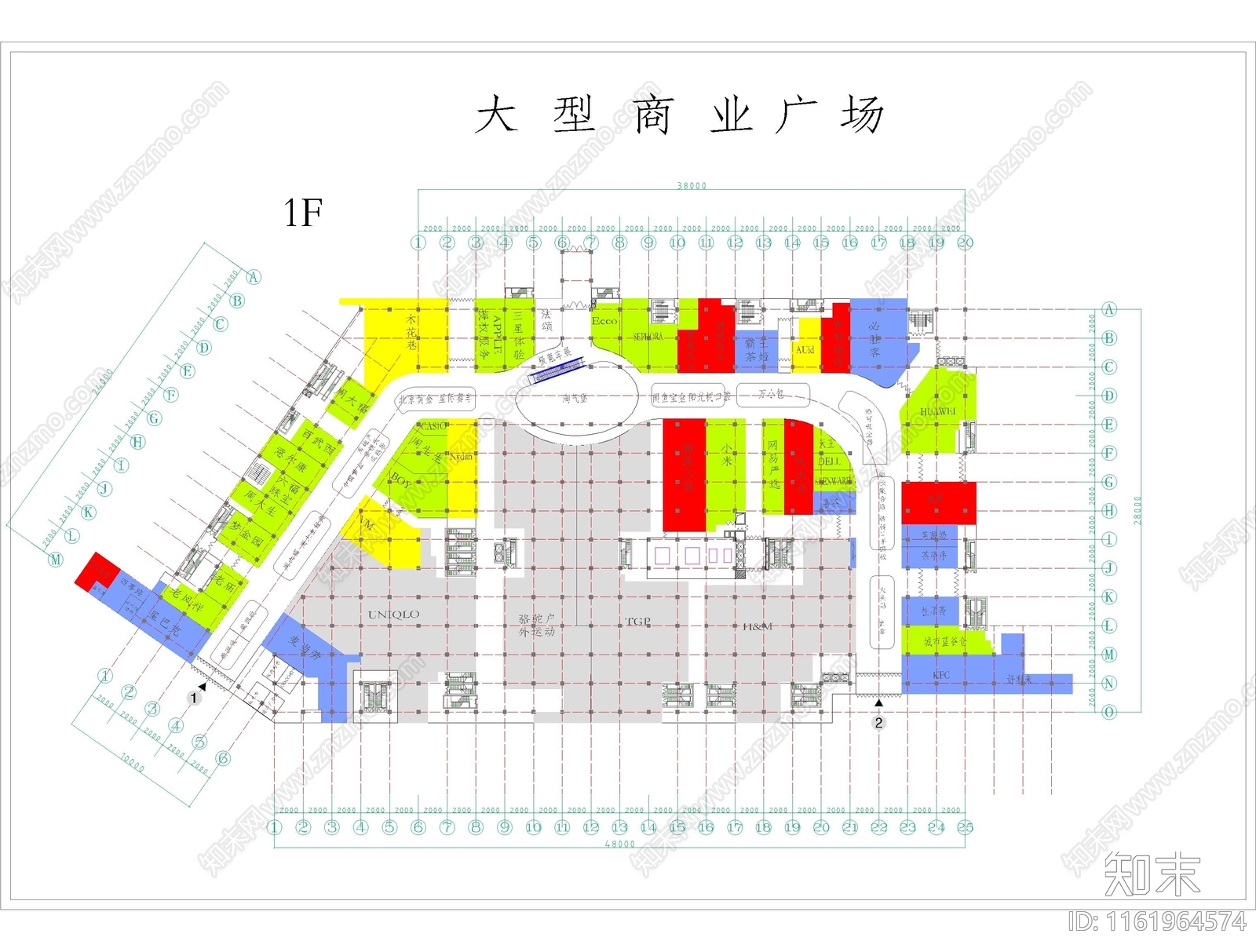 大型商业广场五层平面图cad施工图下载【ID:1161964574】