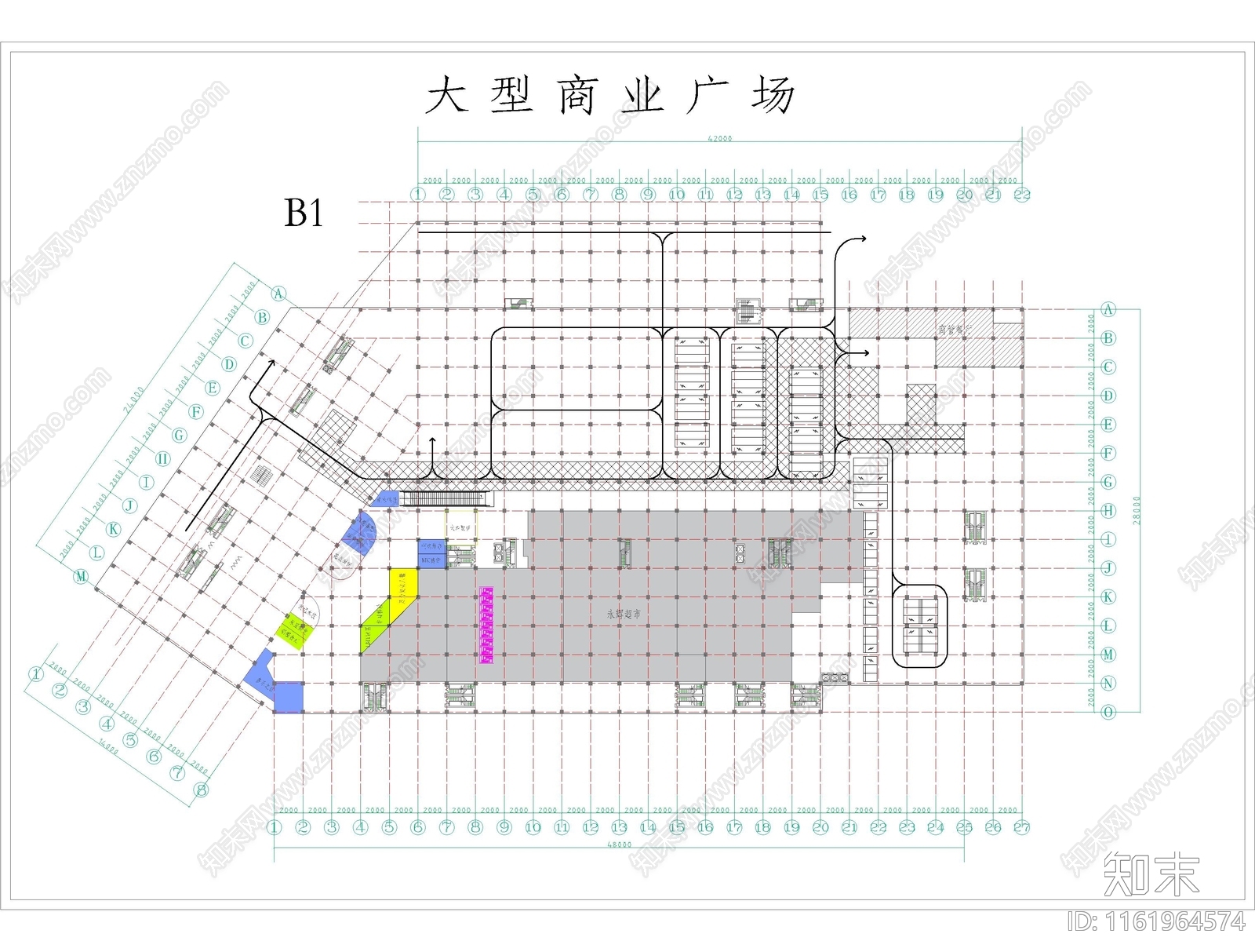 大型商业广场五层平面图cad施工图下载【ID:1161964574】