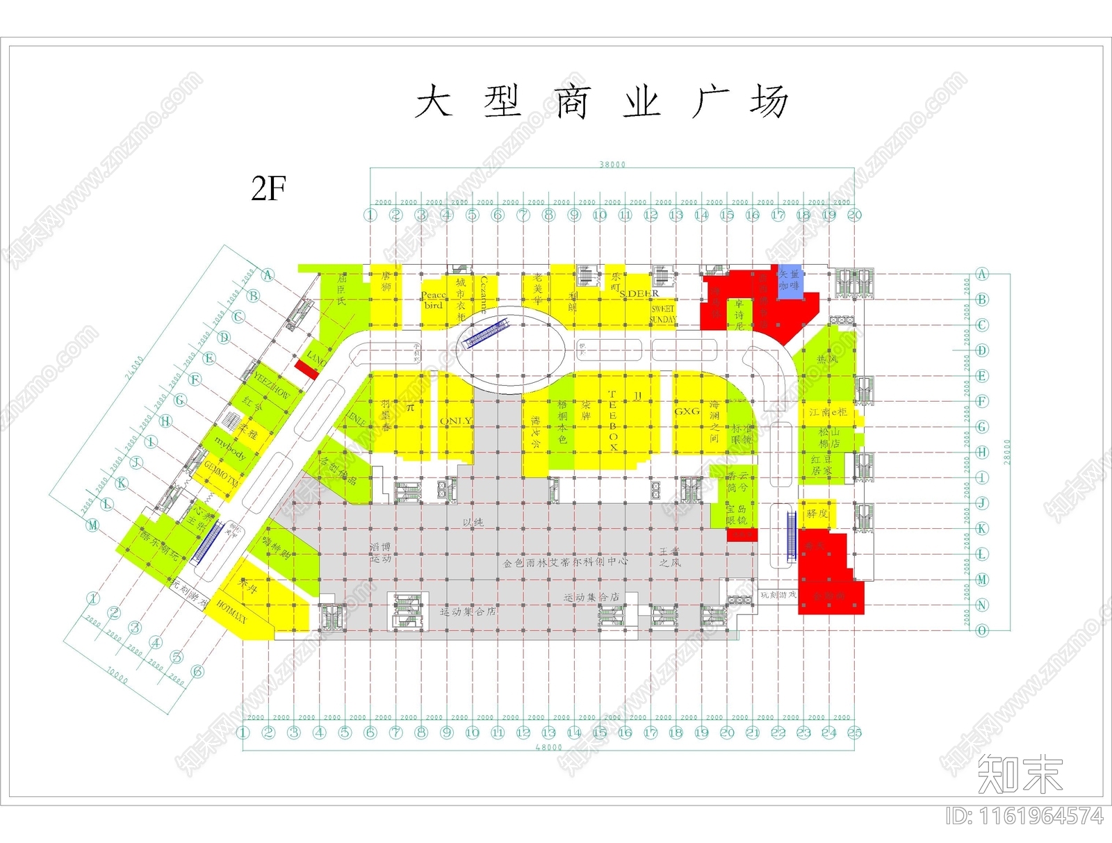 大型商业广场五层平面图cad施工图下载【ID:1161964574】