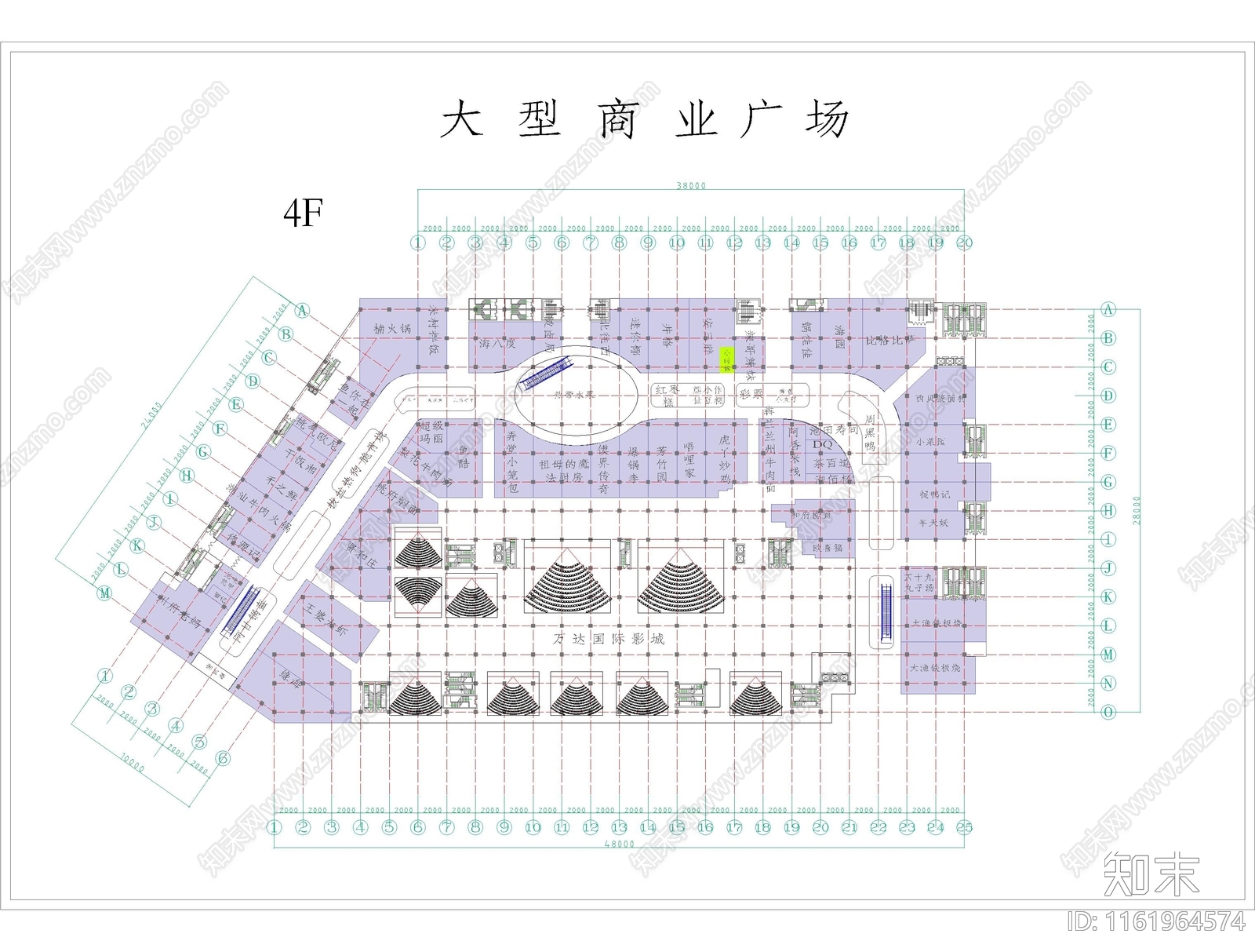 大型商业广场五层平面图cad施工图下载【ID:1161964574】