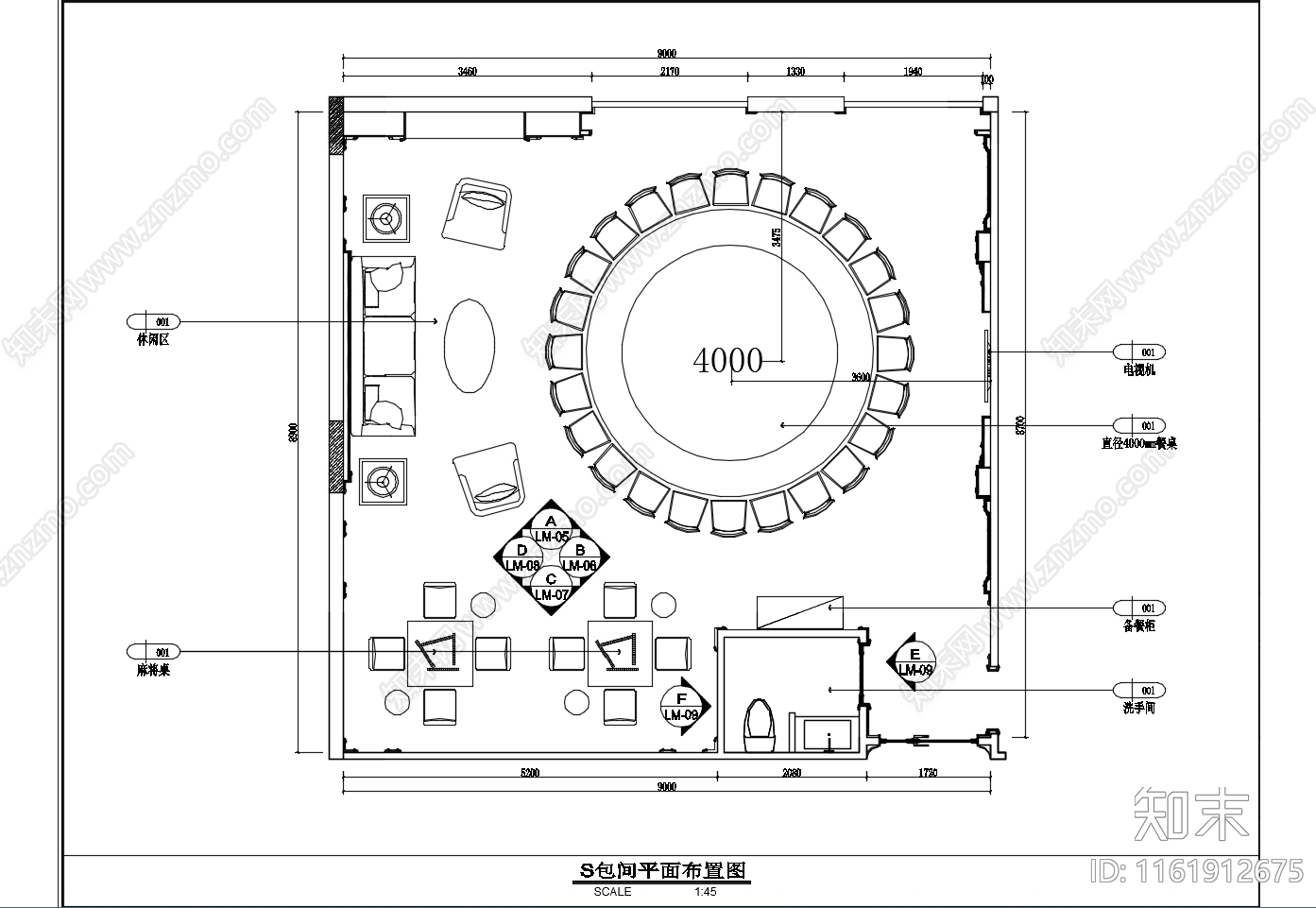 酒店包间平立大cad施工图下载【ID:1161912675】