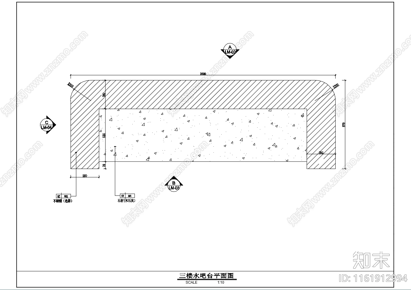 水吧台大样详图cad施工图下载【ID:1161912994】