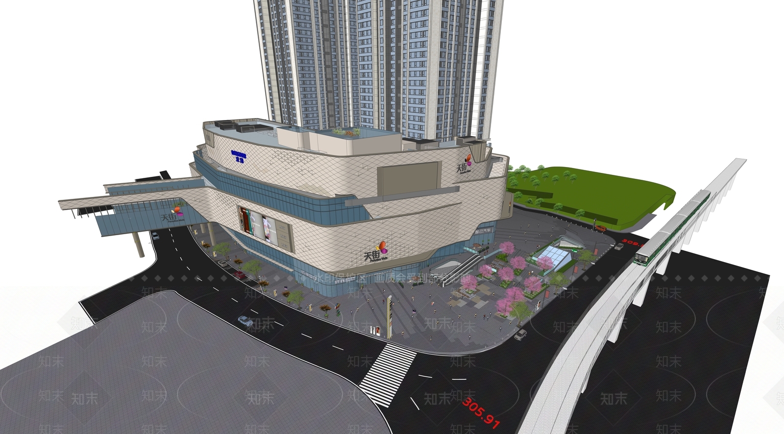 现代龙湖时代天街建筑SU模型下载【ID:1161922853】