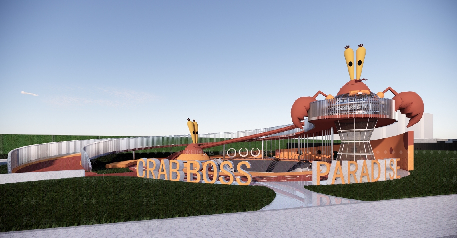 现代万科南京风格曲线公园SU模型下载【ID:1161922643】