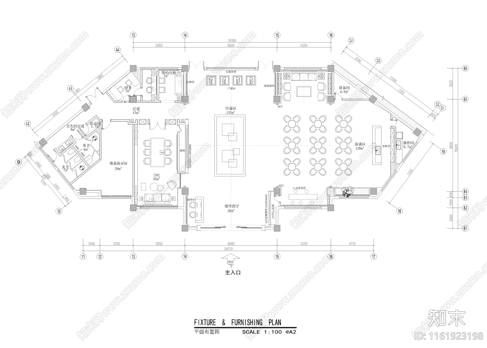 450㎡售楼处cad施工图下载【ID:1161923198】