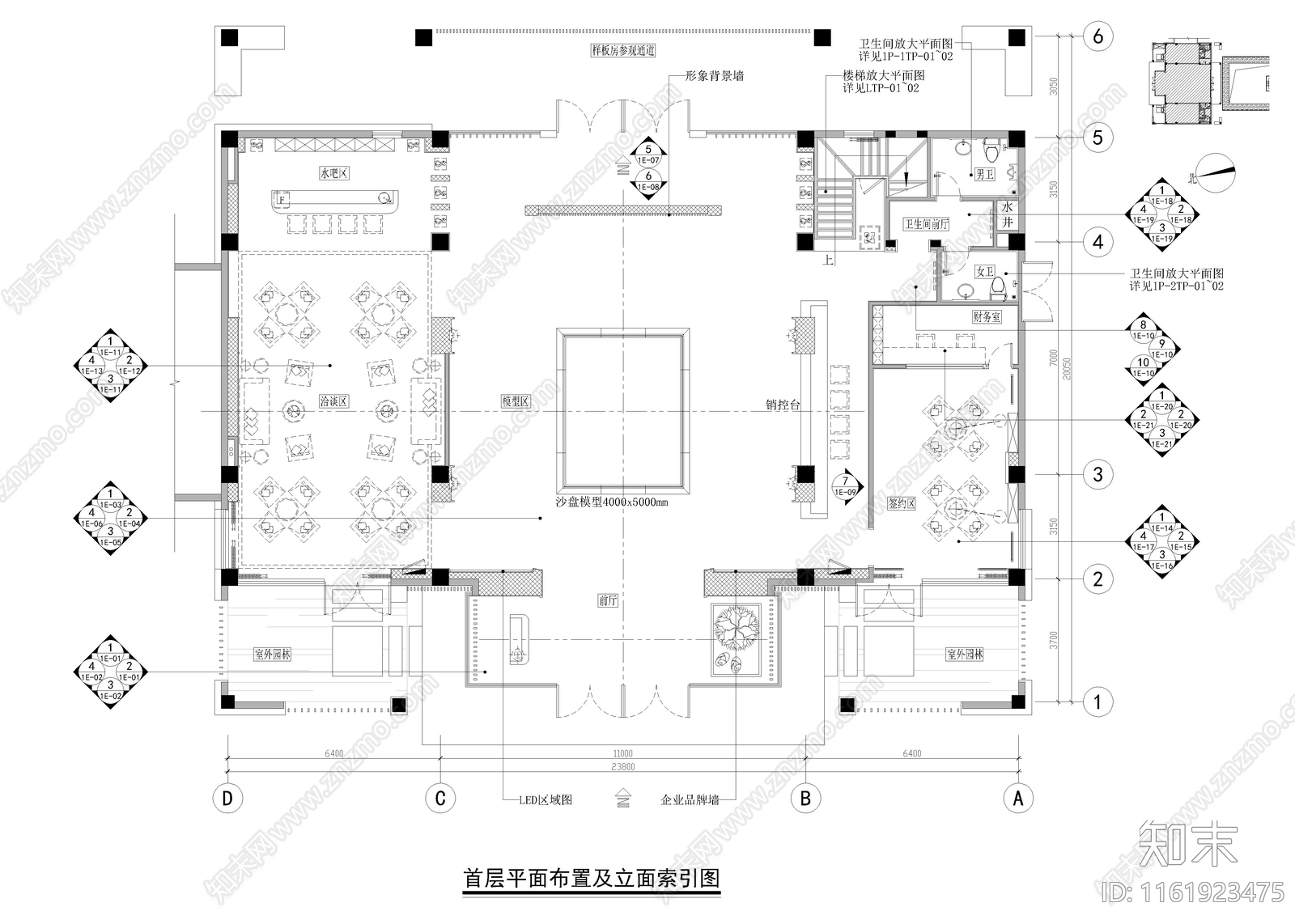 710㎡售楼处cad施工图下载【ID:1161923475】