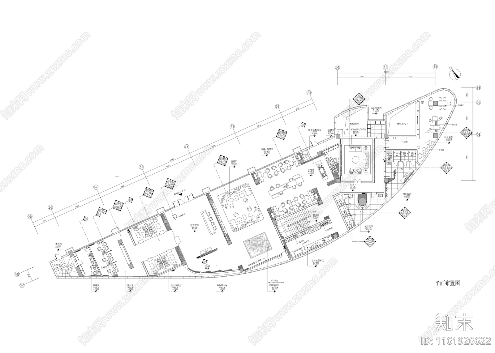 880㎡售楼处cad施工图下载【ID:1161926622】