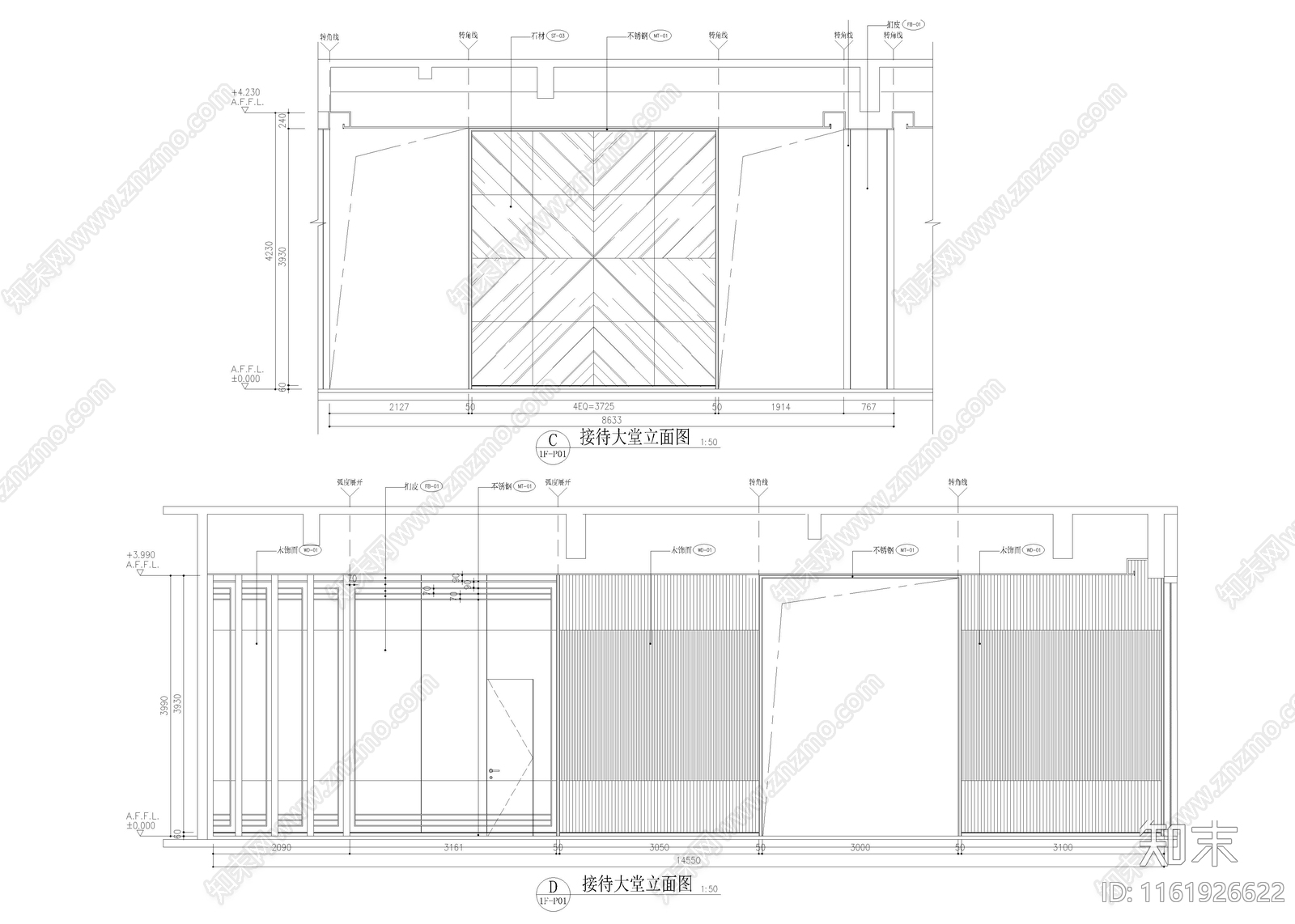 880㎡售楼处cad施工图下载【ID:1161926622】