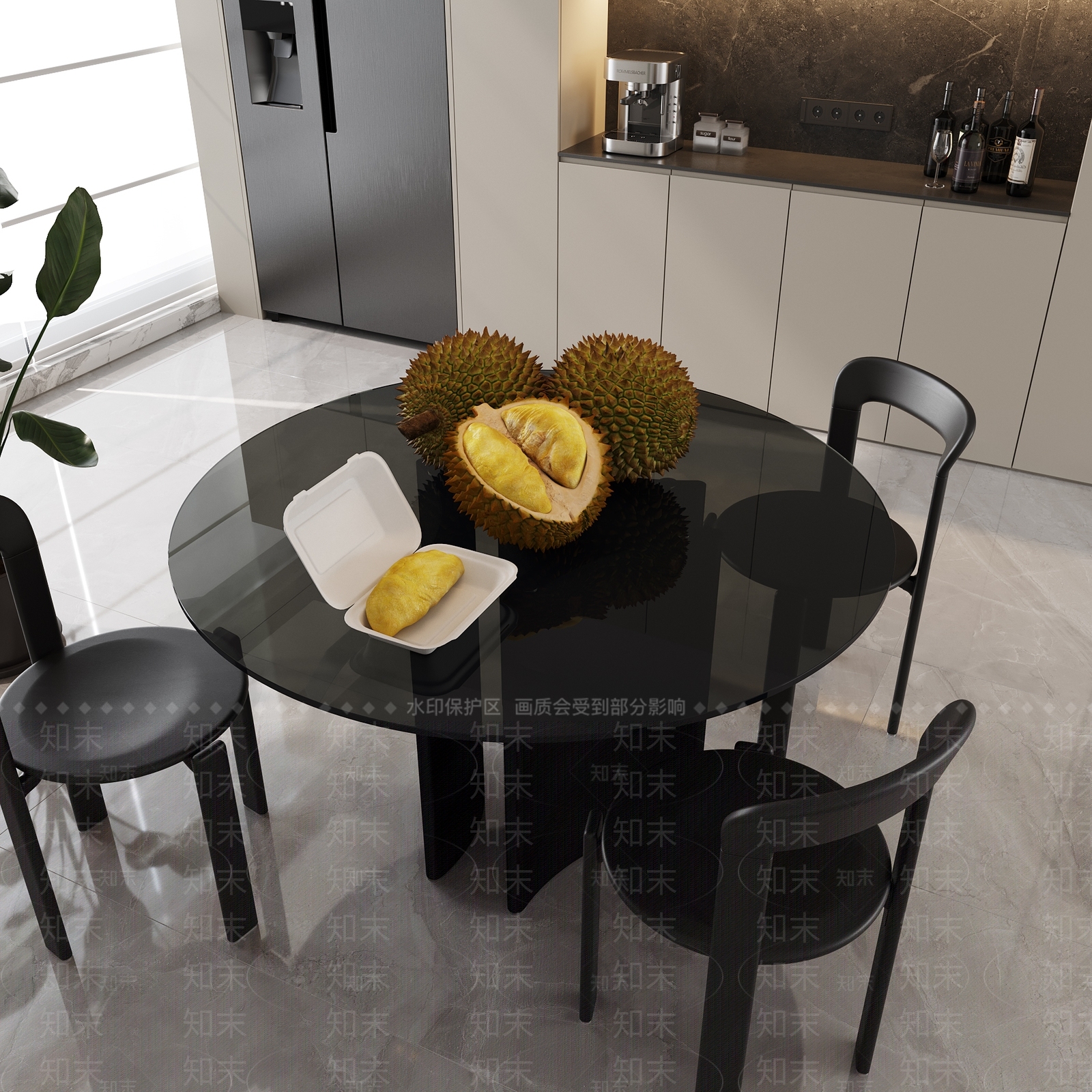 现代餐桌椅子组合SU模型下载【ID:1161927074】