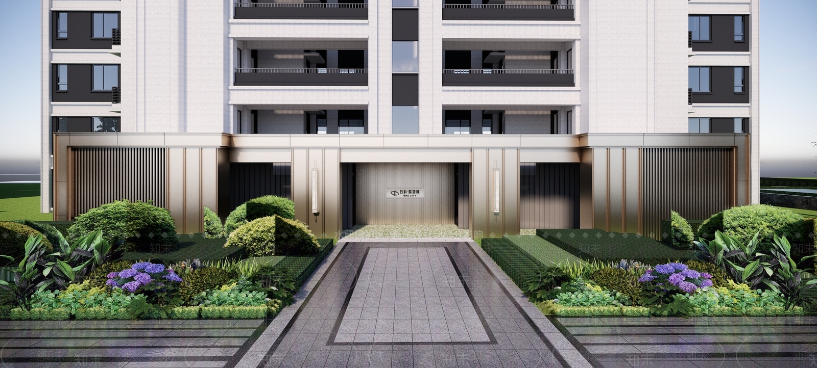 现代万科风格高层入户大堂SU模型下载【ID:1161927571】