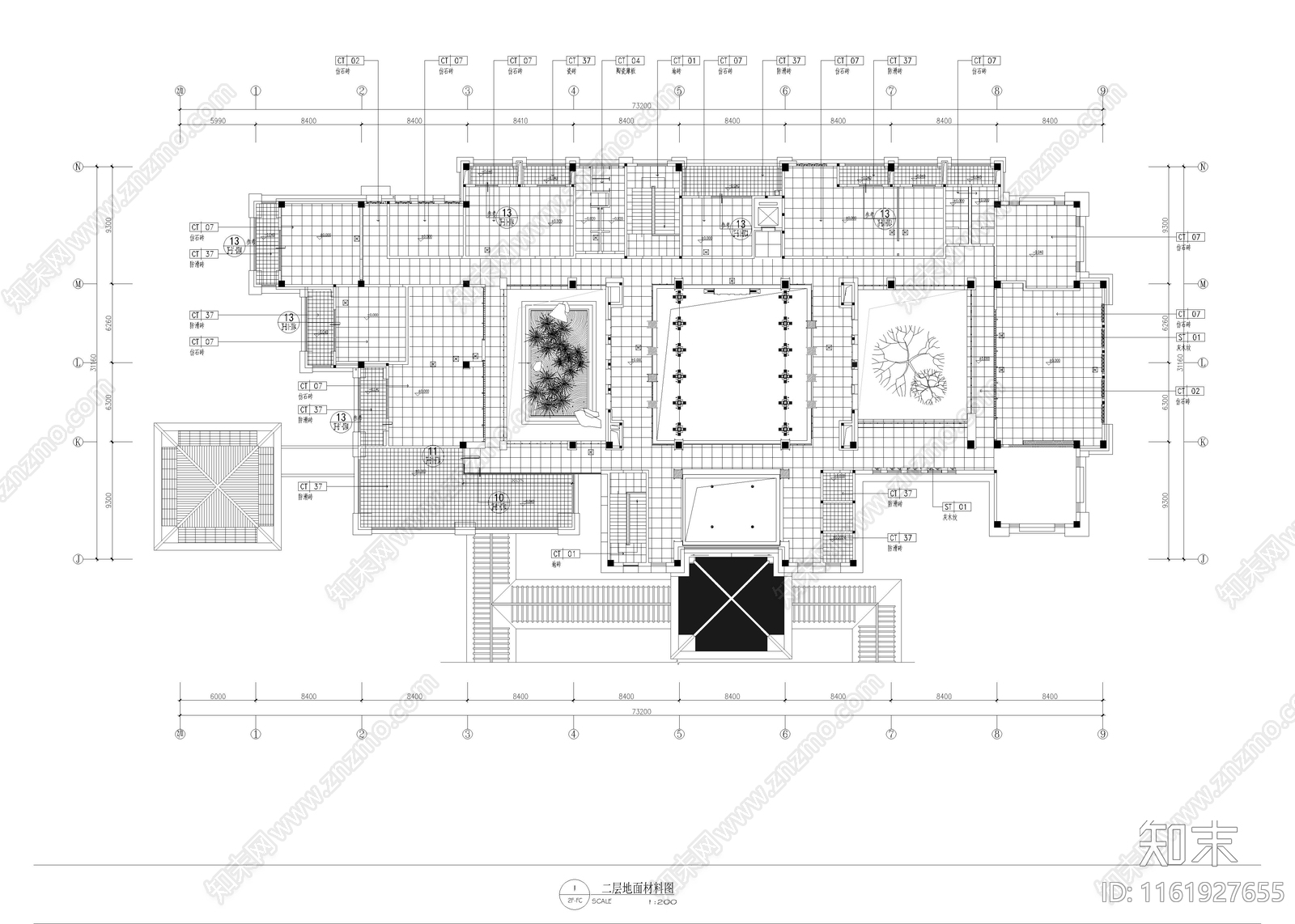 1250㎡办公室cad施工图下载【ID:1161927655】