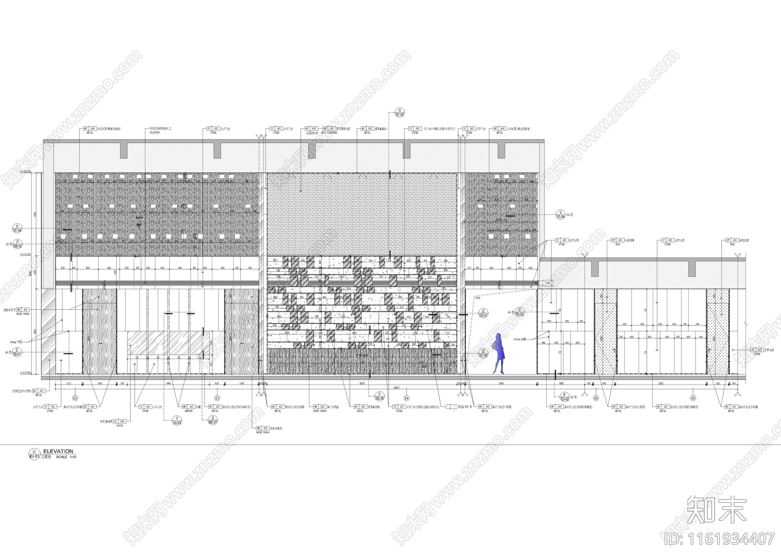 1560㎡售楼处cad施工图下载【ID:1161934407】
