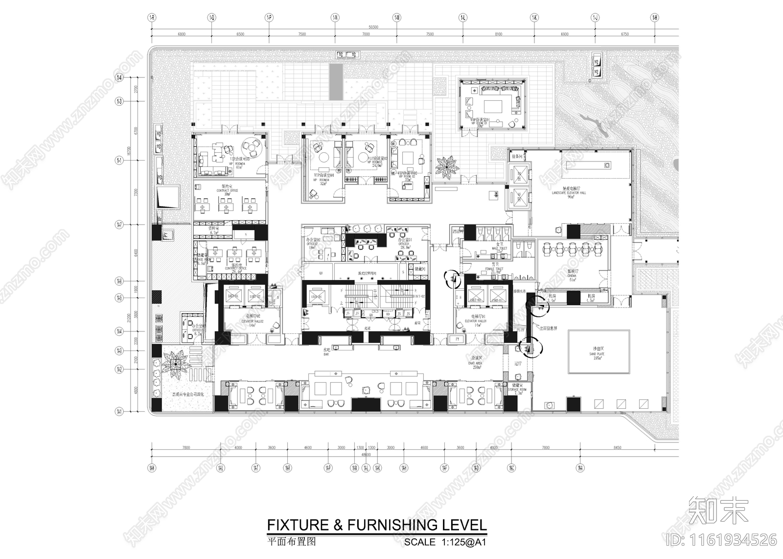 1710㎡售楼处cad施工图下载【ID:1161934526】