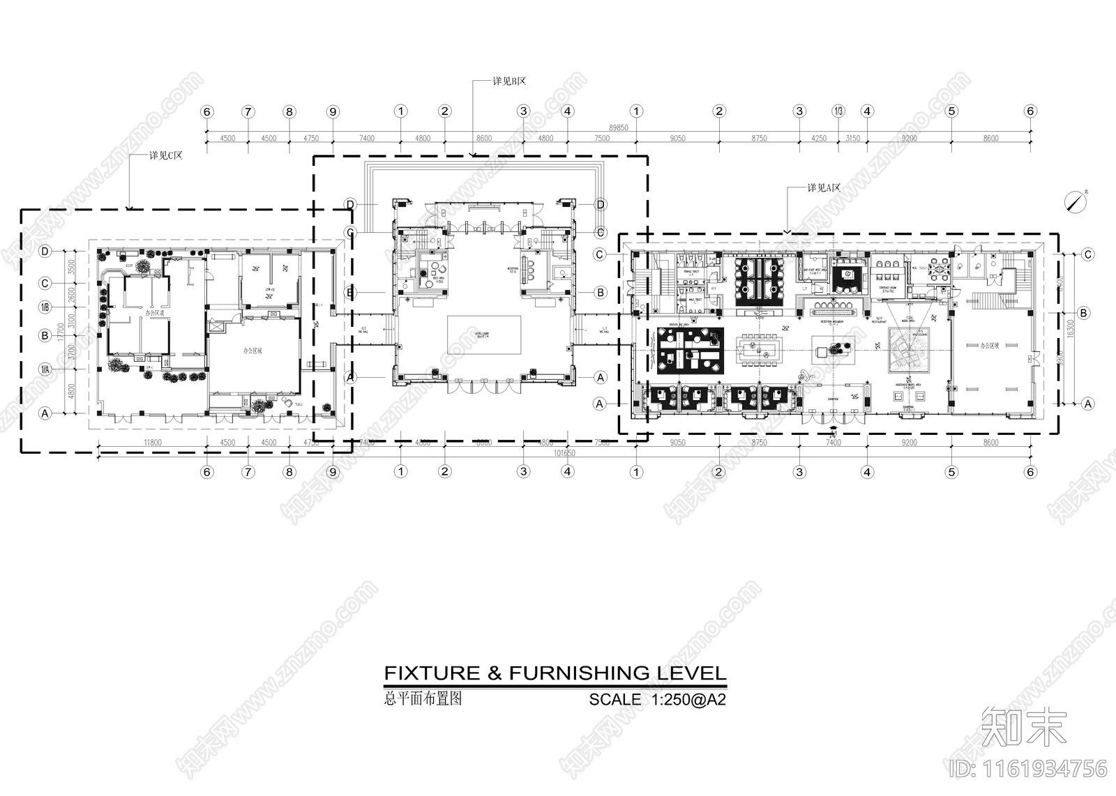 1760㎡售楼处cad施工图下载【ID:1161934756】