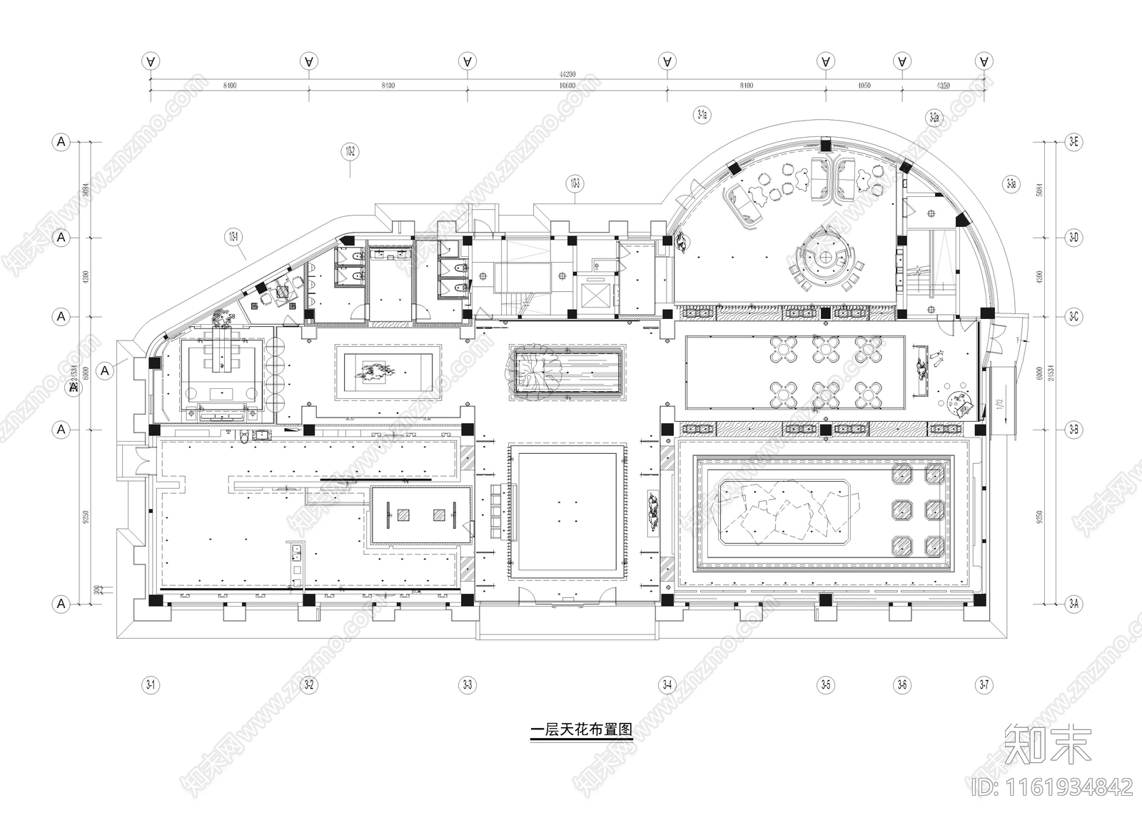 1840㎡售楼处cad施工图下载【ID:1161934842】