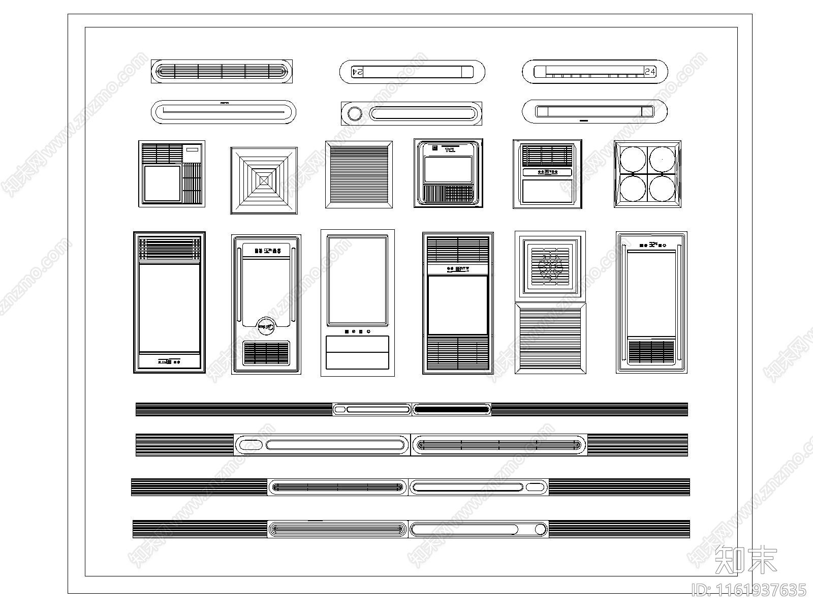 现代浴霸风暖机施工图下载【ID:1161937635】