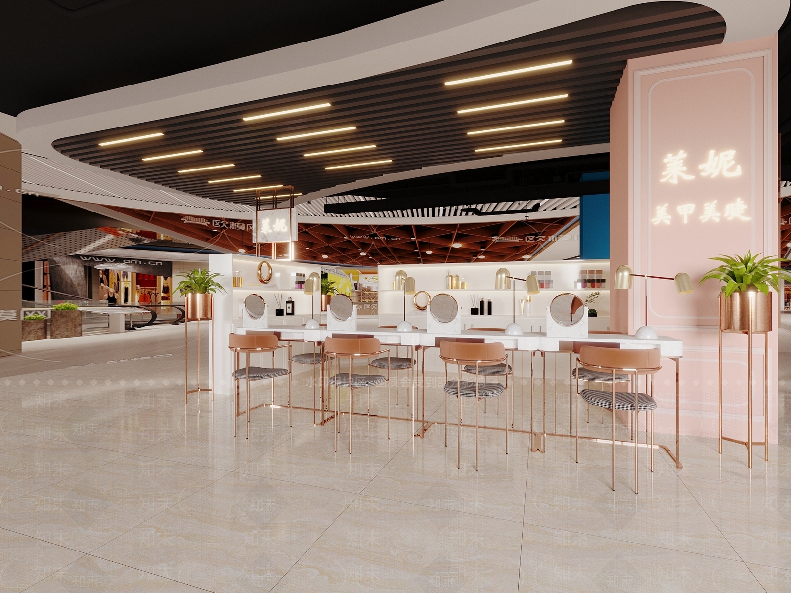 粉色现代美甲店3D模型下载【ID:1161939407】