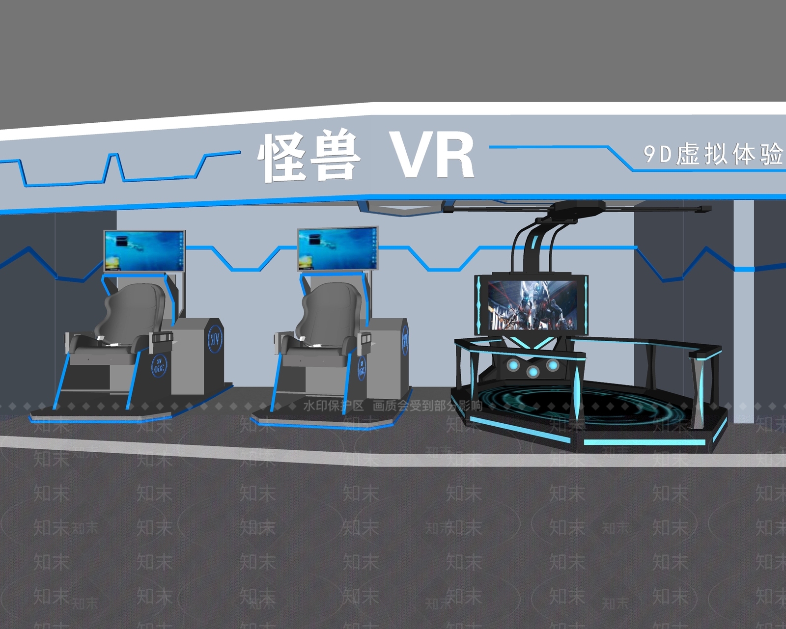 现代VR科技游戏体验馆SU模型下载【ID:1161941364】