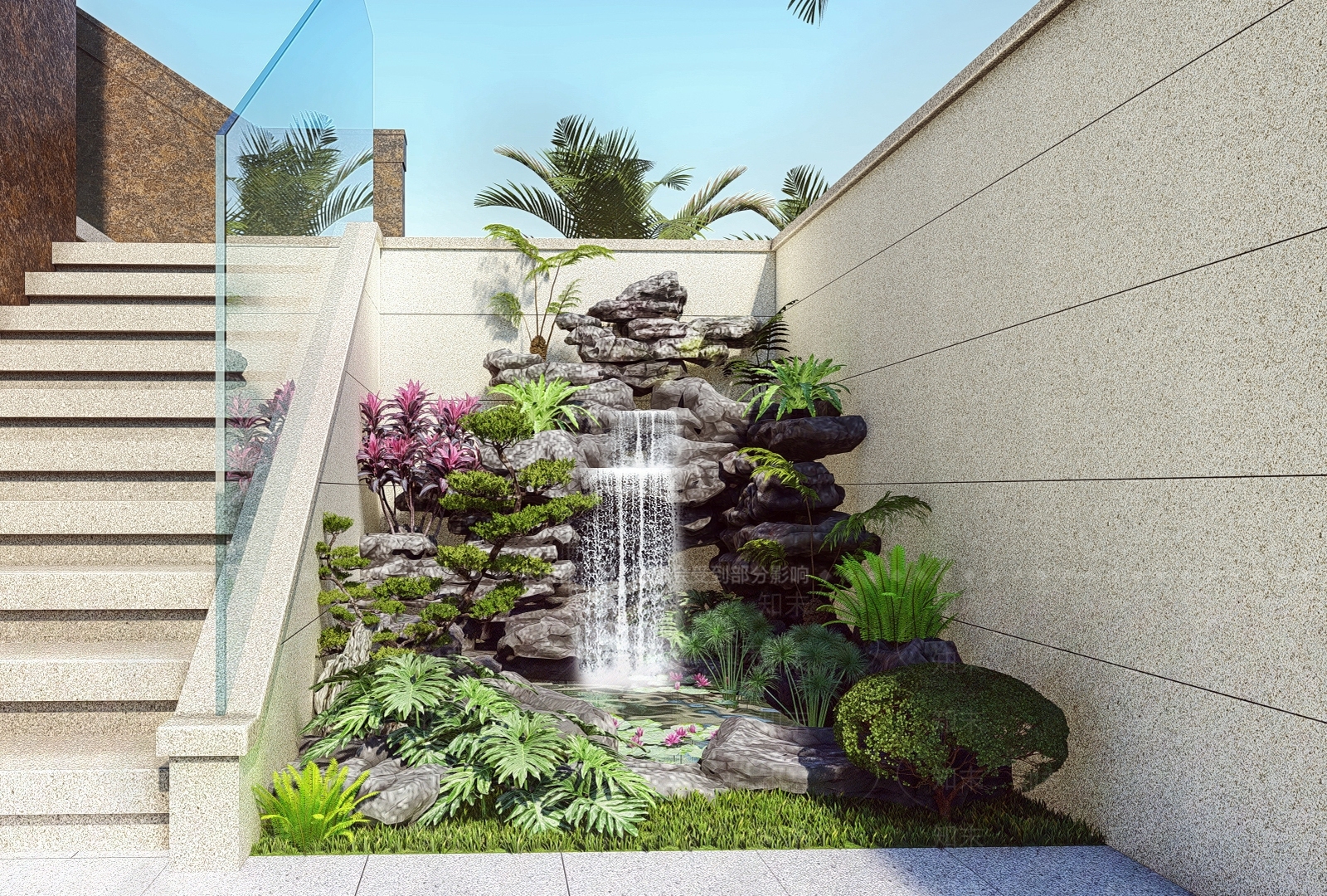 现代英石假山跌水水景SU模型下载【ID:1161942044】