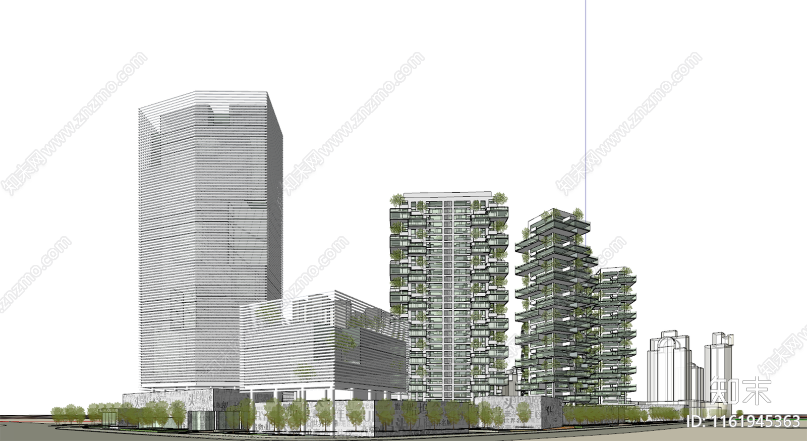 现代第四代空中花园住宅SU模型下载【ID:1161945363】