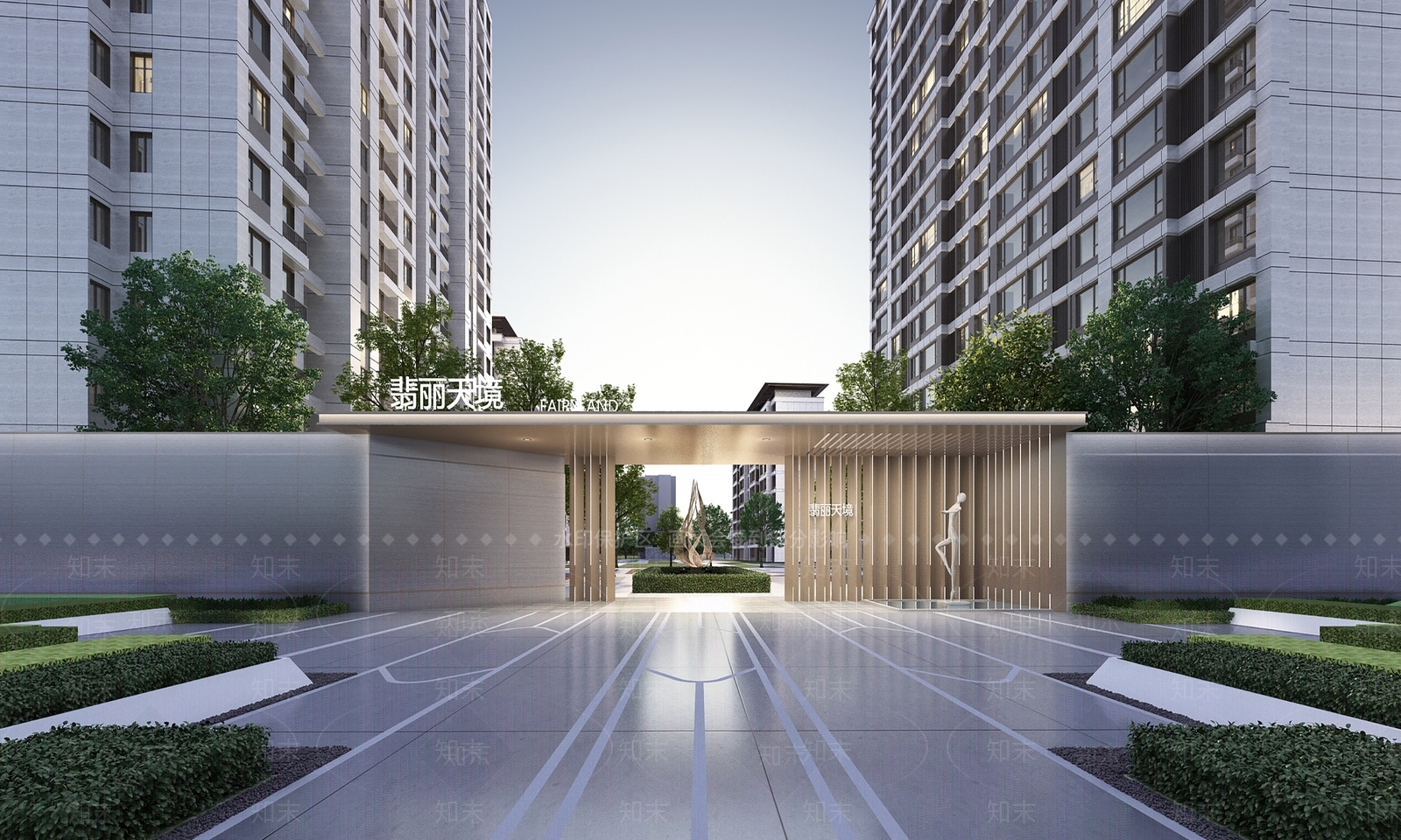 现代住宅小区大门3D模型下载【ID:1161946761】