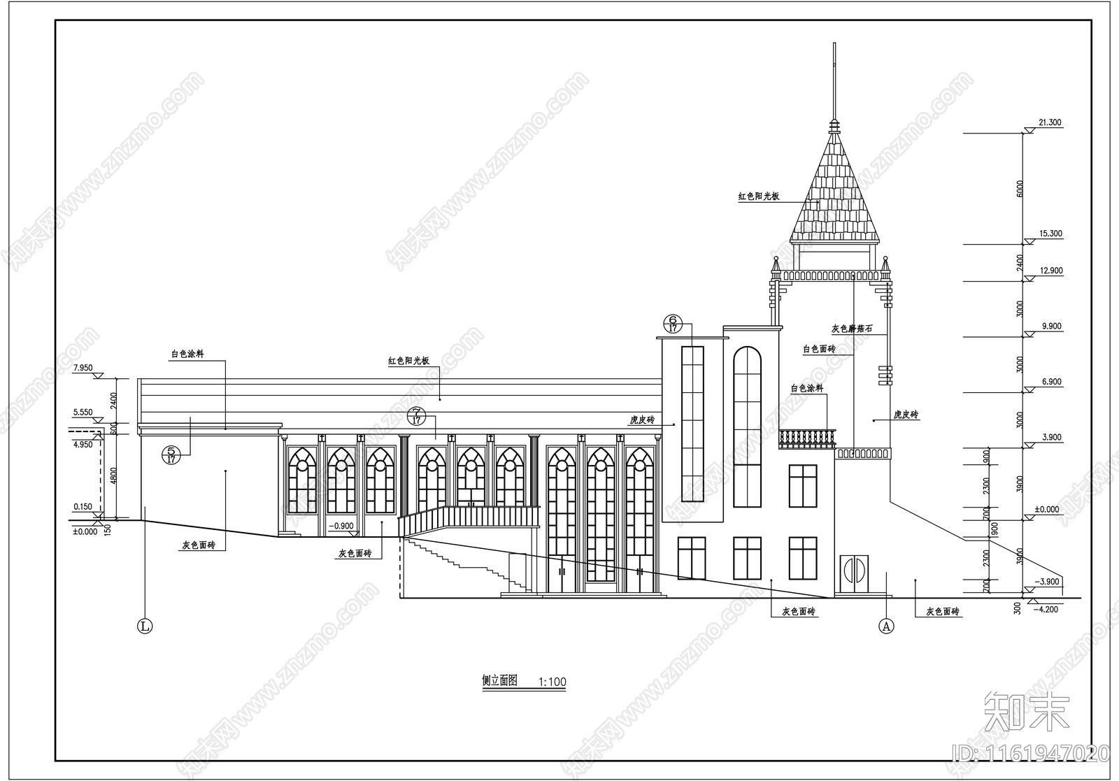 欧式城堡基督教堂教会礼拜堂建筑施工图下载【ID:1161947020】