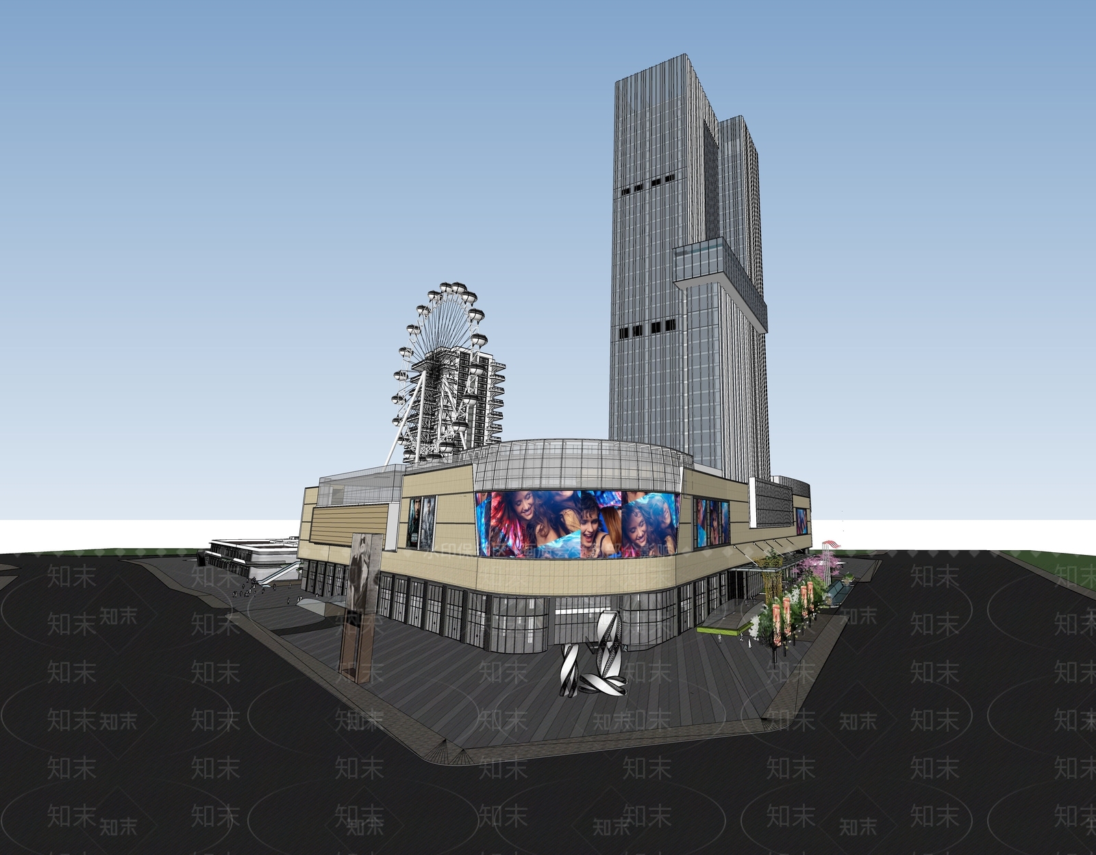 商场建筑SU模型下载【ID:1161947942】