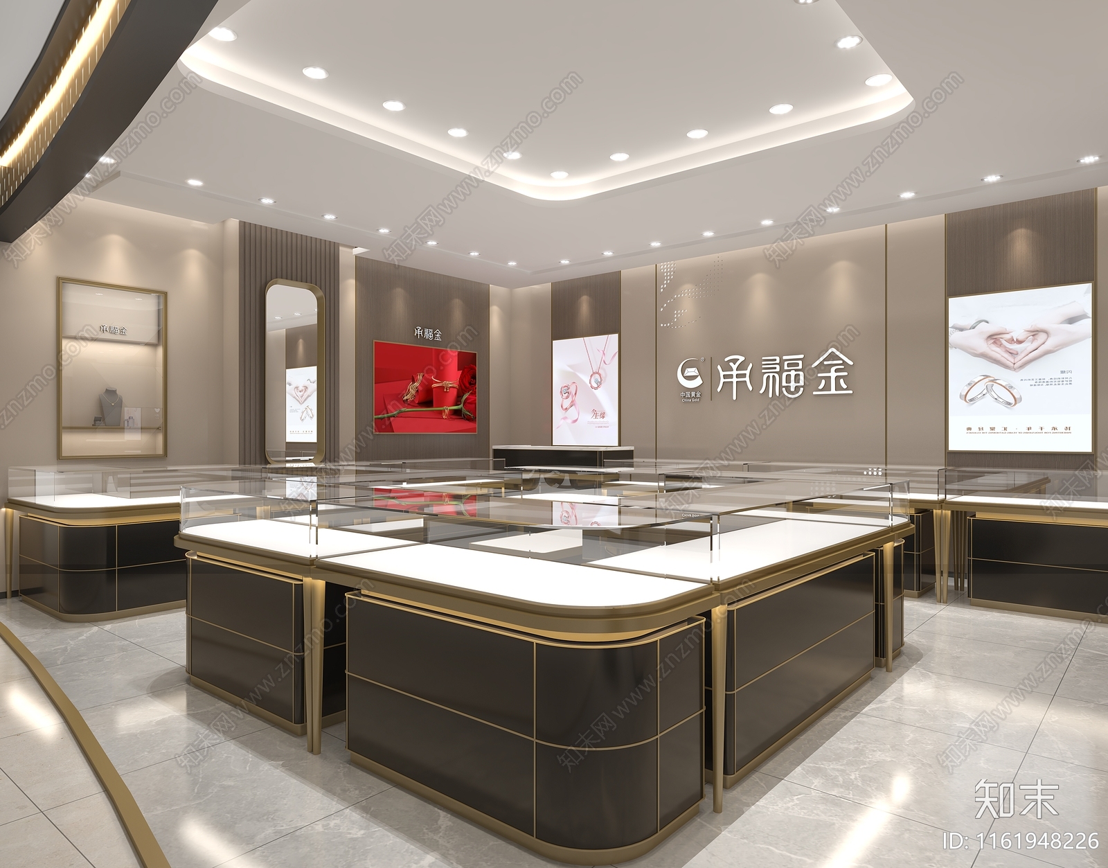 现代中式珠宝店3D模型下载【ID:1161948226】