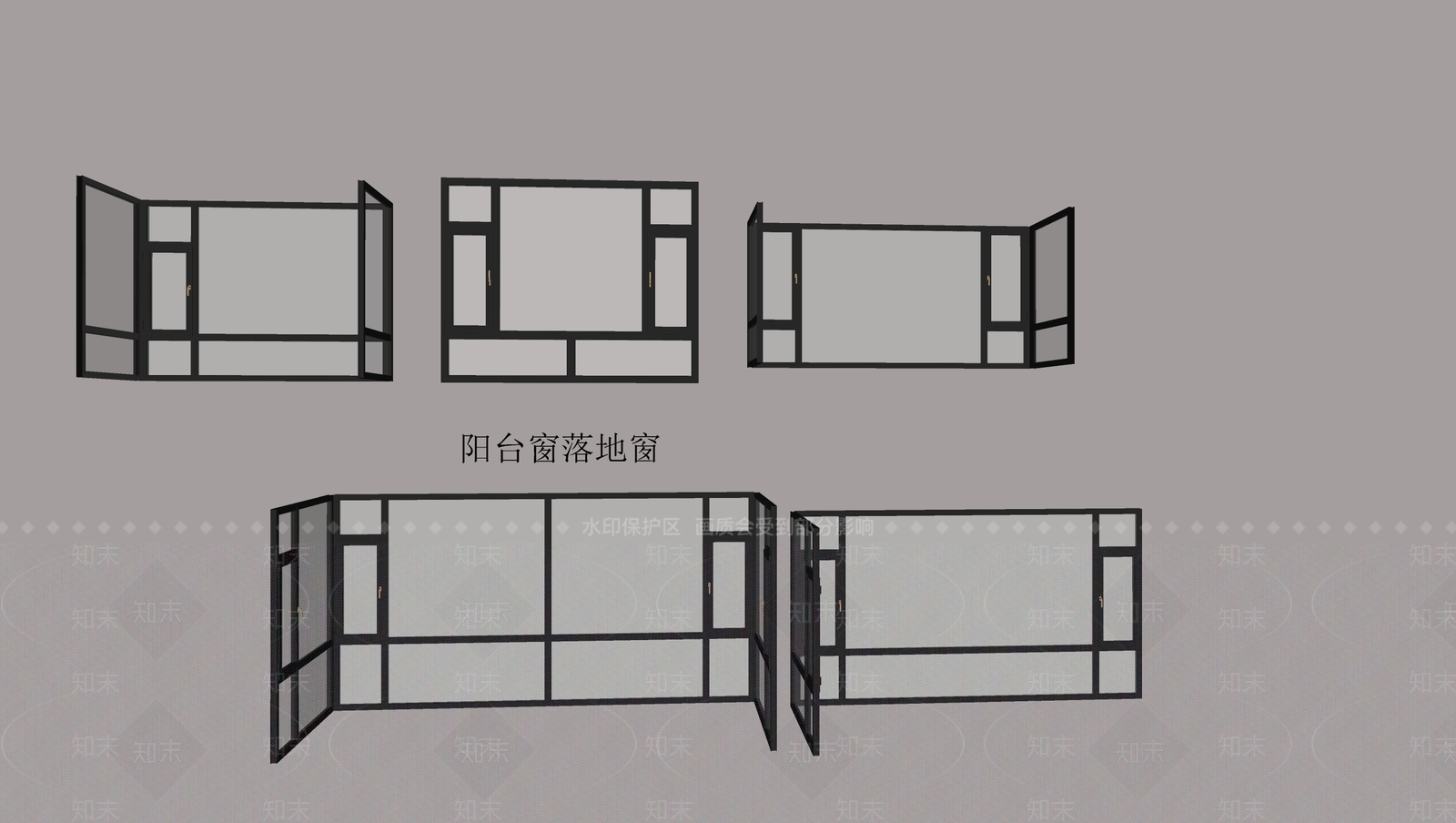 现代窗户组合SU模型下载【ID:1161950170】