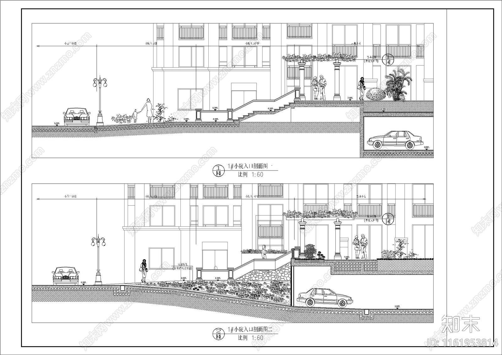 小区楼间距院平面图施工图下载【ID:1161953814】