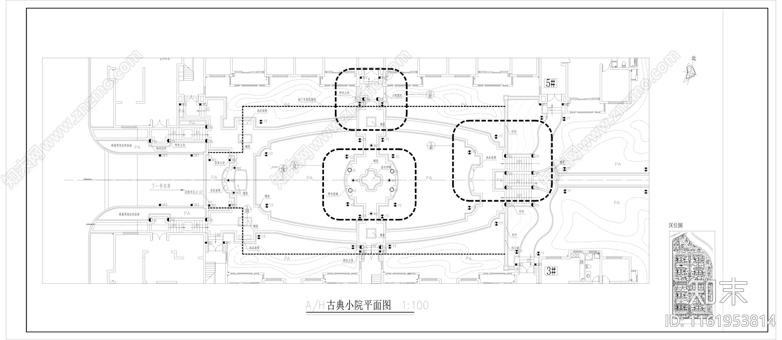 小区楼间距院平面图施工图下载【ID:1161953814】