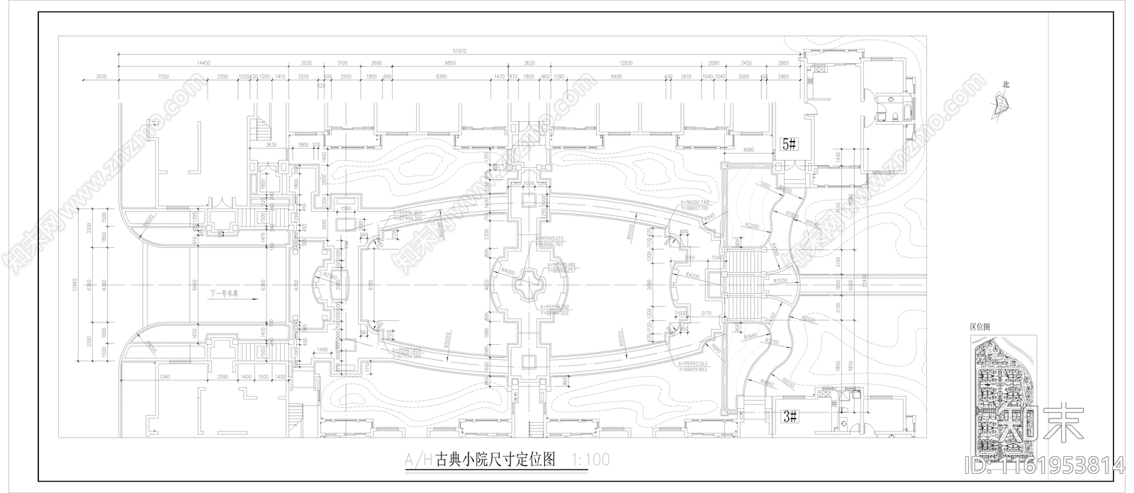 小区楼间距院平面图施工图下载【ID:1161953814】