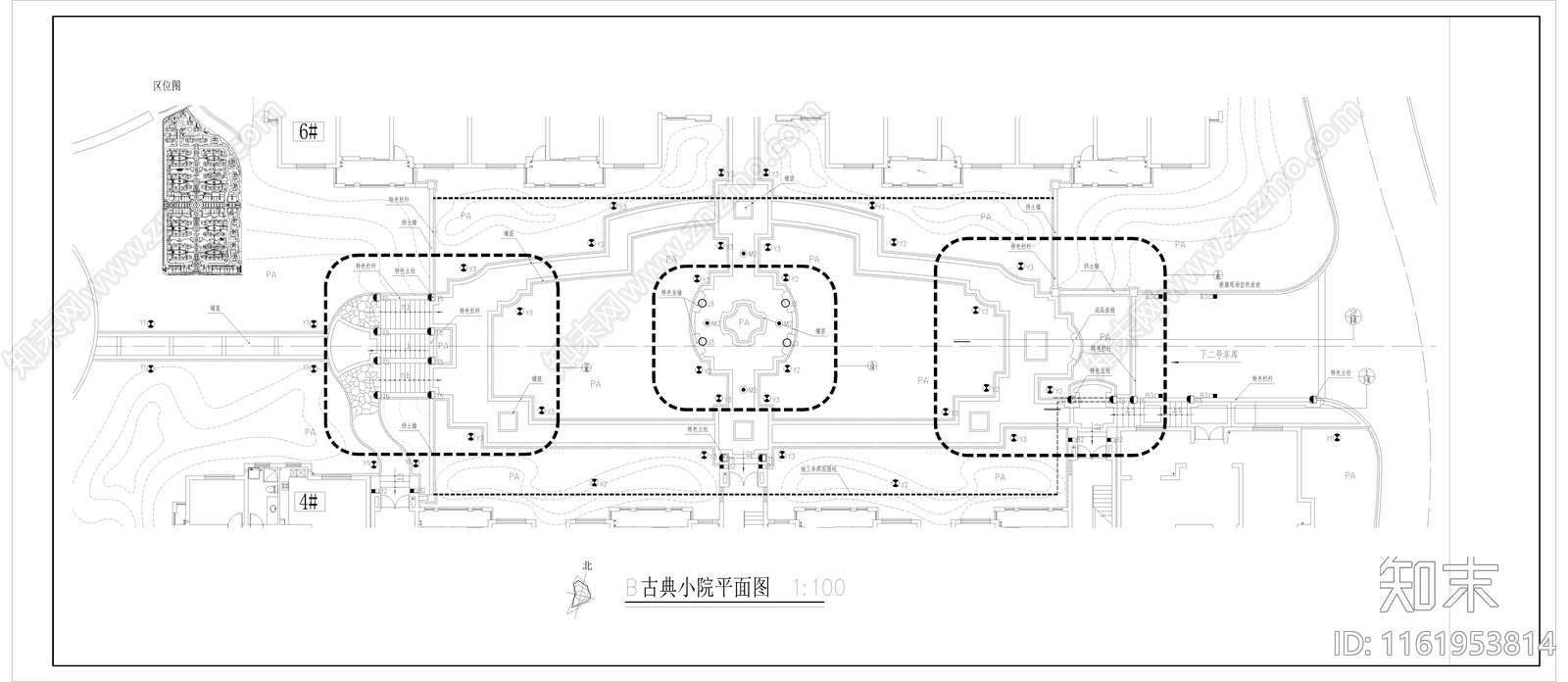 小区楼间距院平面图施工图下载【ID:1161953814】