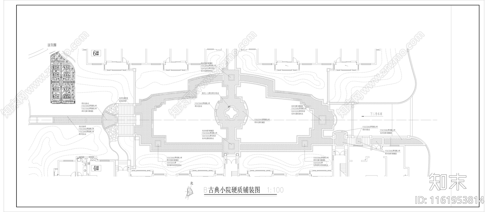 小区楼间距院平面图施工图下载【ID:1161953814】