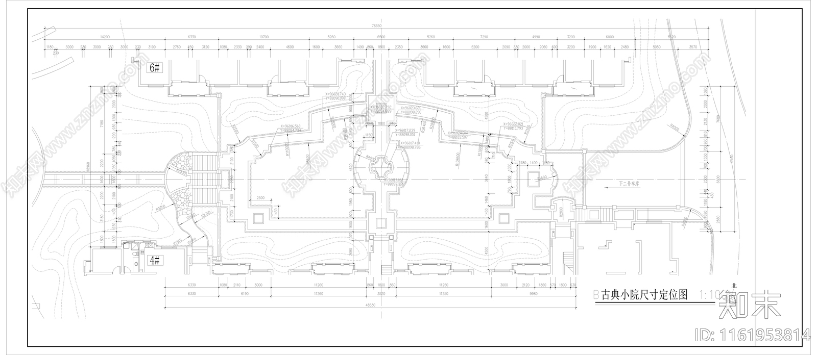 小区楼间距院平面图施工图下载【ID:1161953814】