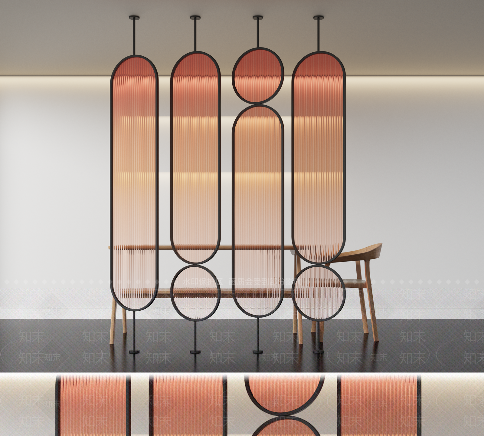 现代玻璃渐变隔断SU模型下载【ID:1161954645】