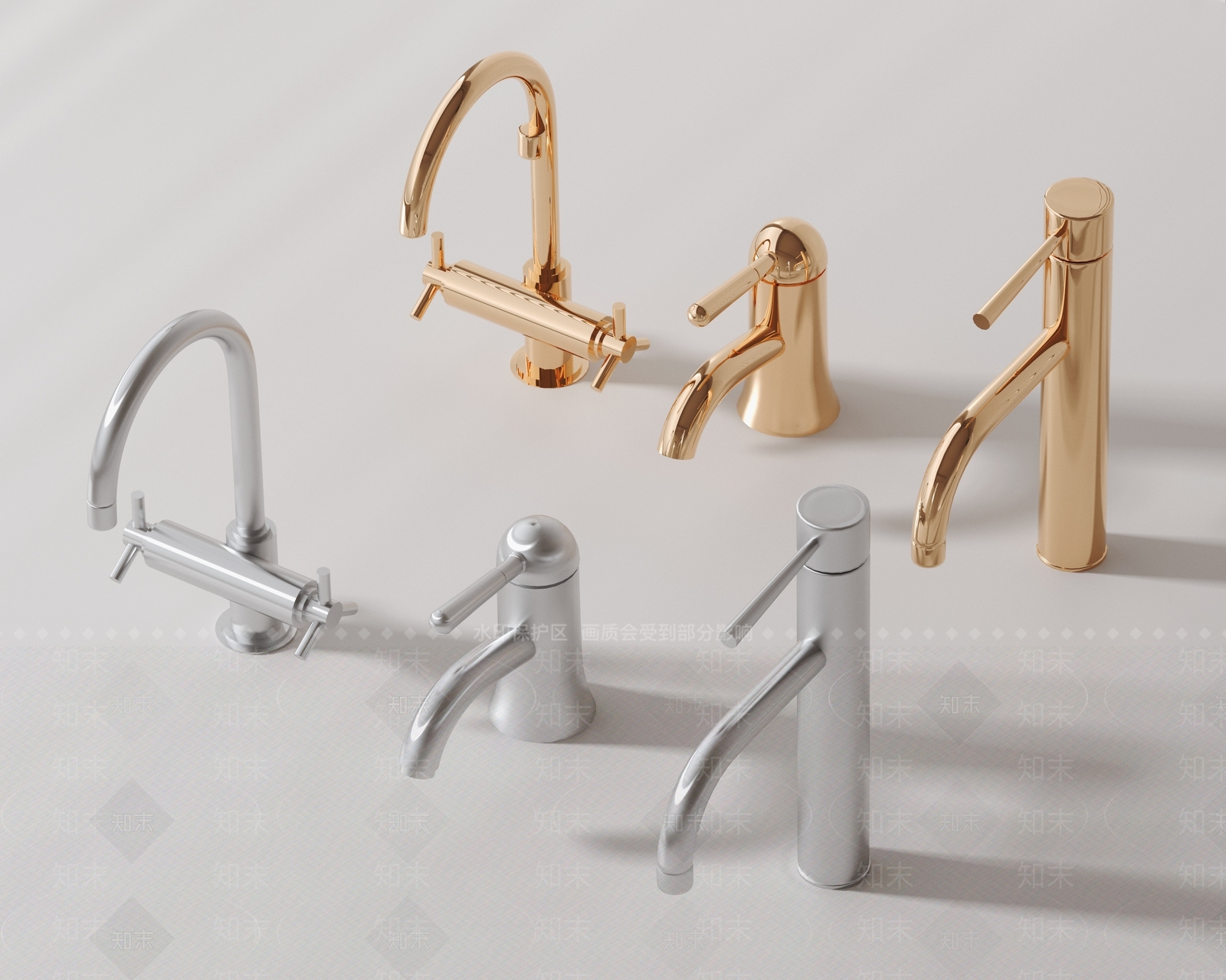 现代水龙头组合3D模型下载【ID:1161955415】