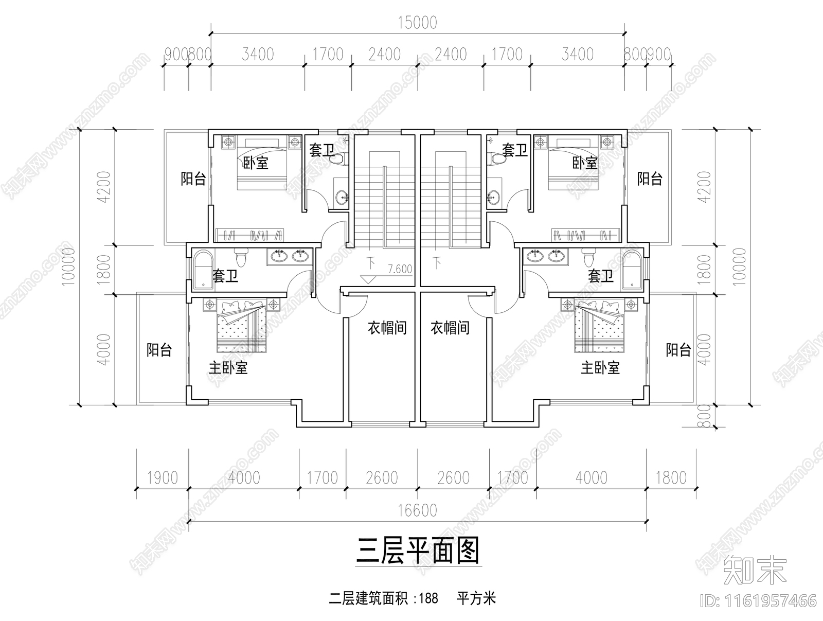 3层农村自建房面宽16米进深10米平面布置图施工图下载【ID:1161957466】