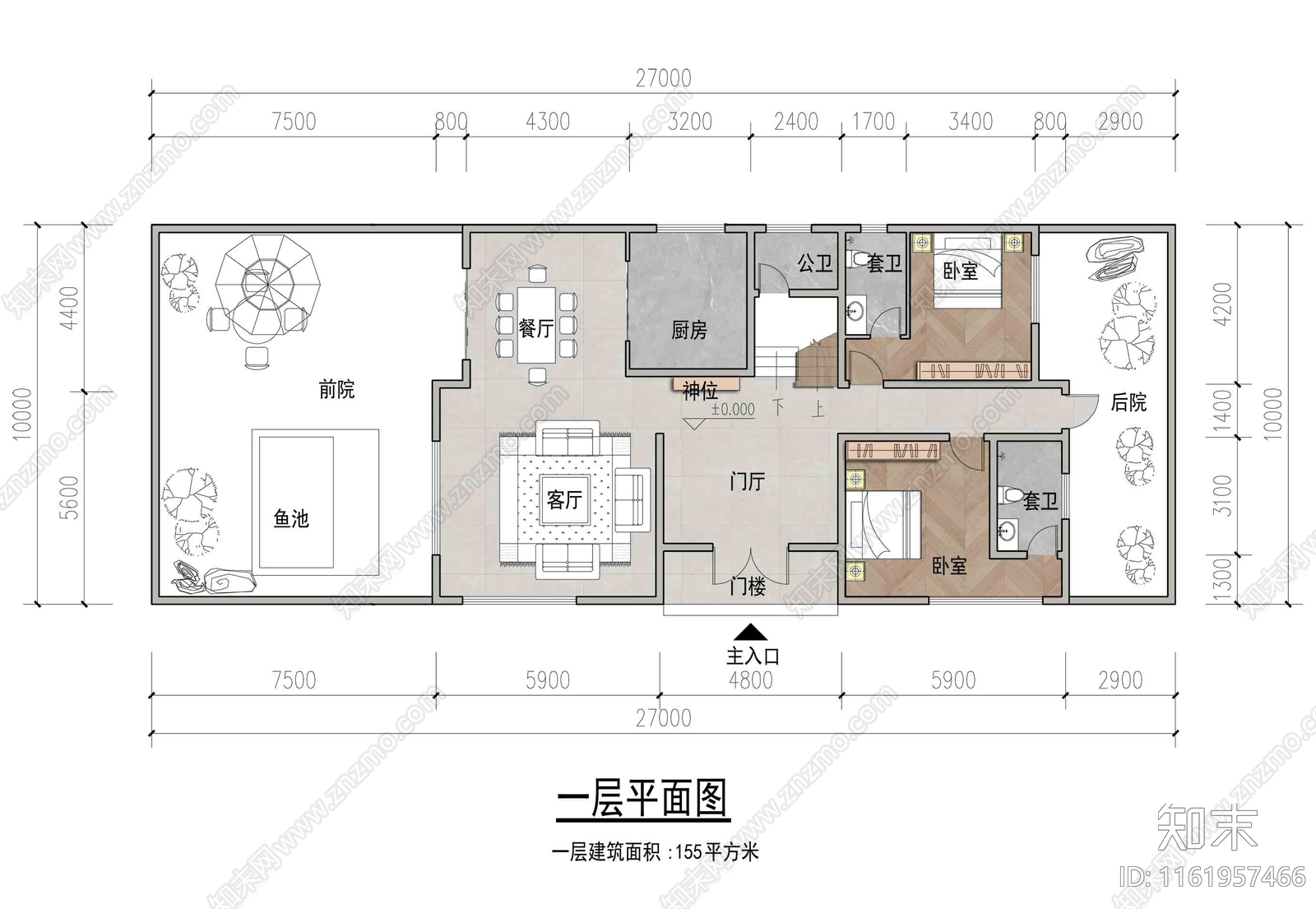 3层农村自建房面宽16米进深10米平面布置图施工图下载【ID:1161957466】