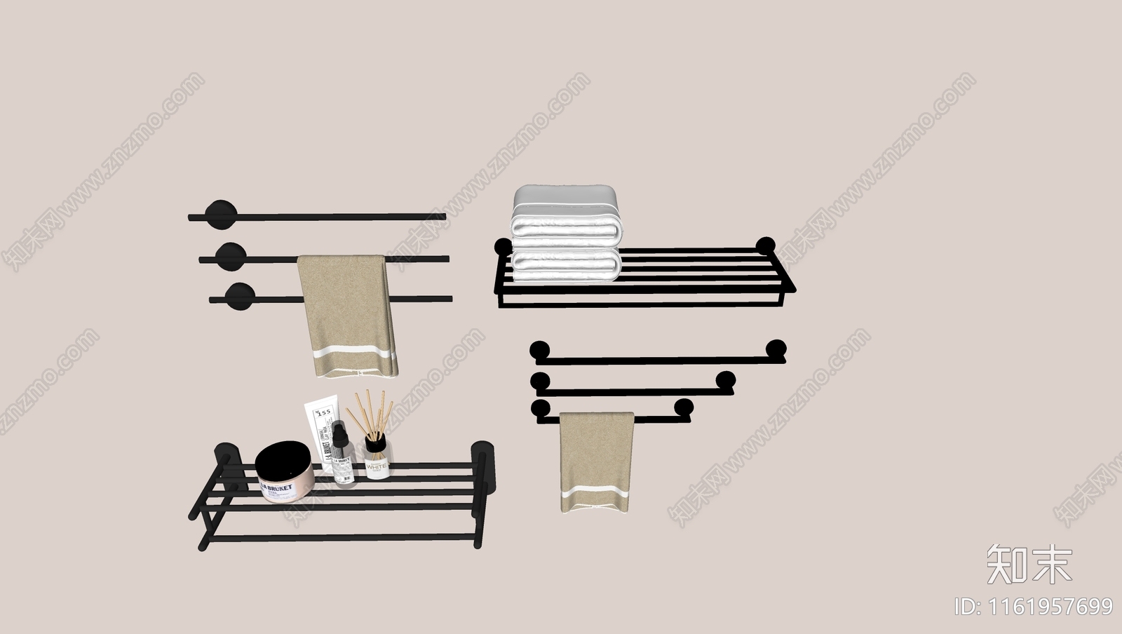 现代毛巾架SU模型下载【ID:1161957699】