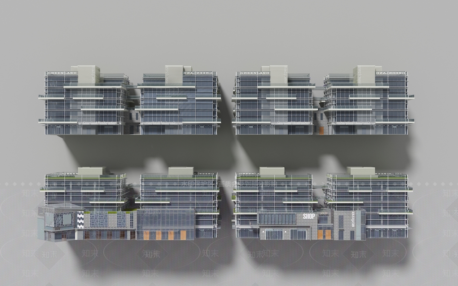 现代商业街3D模型下载【ID:1161958836】